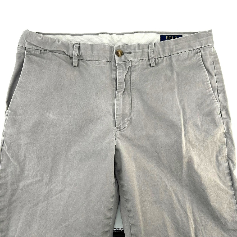 Polo Ralph Lauren Mens Gray Stretch Straight Fit Chino Pants 34x32 Cotton Blend
